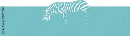 A sleek, dark zebra silhouette against a calm, turquoise ocean.  Focus on the stripes and the movement of the water