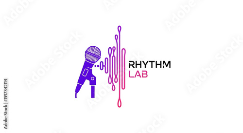 Dynamic Rhythm Lab Microphone & Sound Wave Logo - Music & Audio Branding