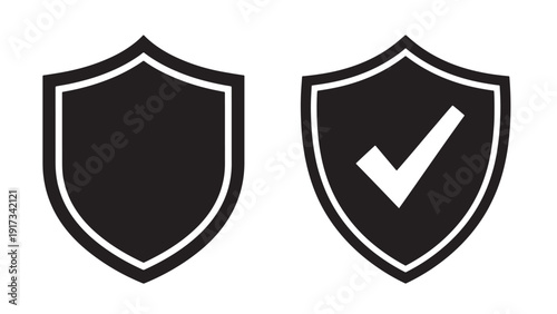 Security Shield Icons Representing Data Protection Cybersecurity Trust and Verified Compliance Badge Vector Illustration