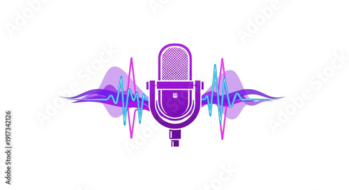 Vibrant Microphone & Colorful Sound Waves - Audio & Music Design