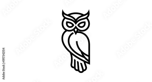 Minimalist Line Art Icon of an Owl.