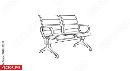 Waiting Room Bench - Modern Design, Vector Illustration
