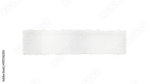 Bild auf Leinwand White torn paper strip banner isolated on transparent background with rough ripp