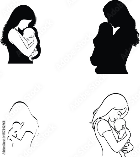 Mother's day tribute with silhouette and sketch artwork