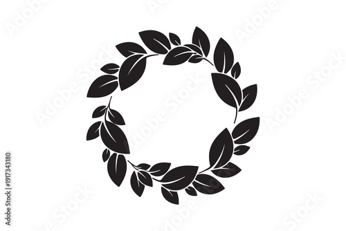 laurel wreath with ribbon black silhouette vector white background