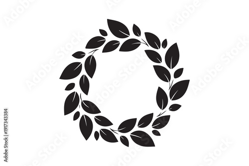 Ecology Cycle Symbol with Leaves black silhouette vector white background