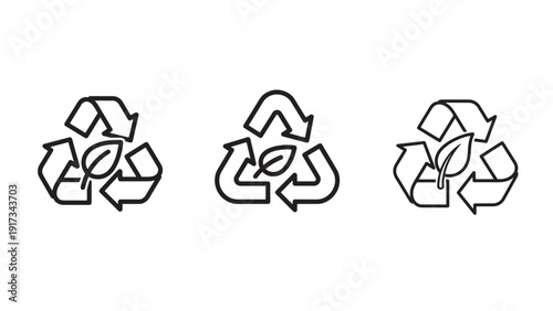 Recycling and Sustainability Icon Strip for Corporate ESG, Circular Economy Programs and Environmental Communication Vector Illustration