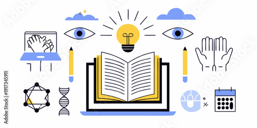 Conceptual illustration representing learning knowledge and innovative thinking