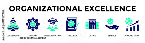 Organizational Excellence Banner Web Icon Vector Illustration Concept For Strengthen Teams And Leadership For Operational Excellence