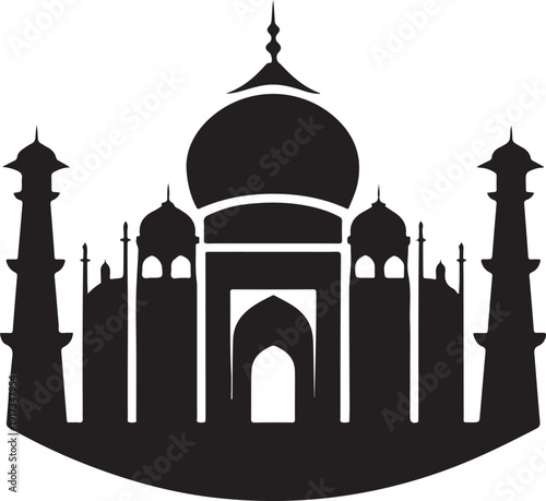 Taj Mahal Silhouette Vector Minimalist Indian Landmark Clean Black Icon Isolated Travel Heritage Illustration Transparent Background Premium Stock