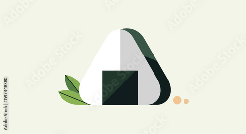 Illustrated rice ball with seaweed