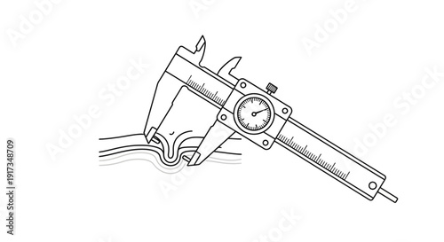 Precision Measurement: Caliper Measuring Thickness of Material with Dial Gauge