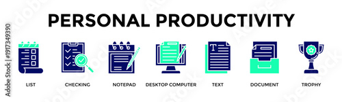 Personal Productivity Banner Web Icon Vector Illustration Concept For Boost Efficiency By Tracking Tasks And Achieving Goals