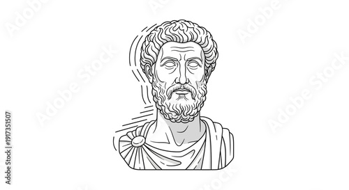 Ancient Greek Philosopher Bust Sculpture, Marble Statue of Wise Man, Classical Art