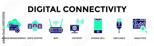 Digital Connectivity Banner Web Icon Vector Illustration Concept For Enable Seamless Connectivity And Digital Data Exchange