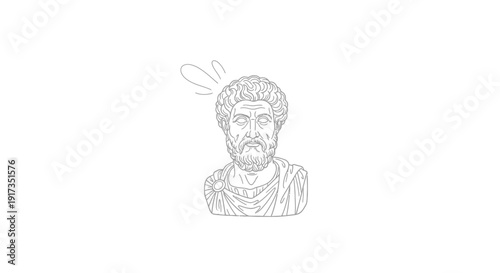 Ancient Roman Emperor Bust Line Art with Thought Bubbles
