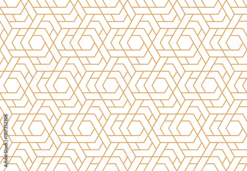 The geometric pattern with lines. Seamless vector background. White and golden texture. Graphic modern pattern. Simple lattice graphic design