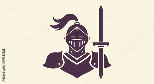 Knight silhouette with sword