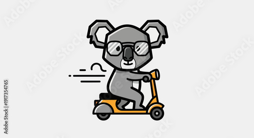 Koala riding scooter illustration