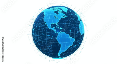 Futuristic Digital Globe with Circuitry and Continents