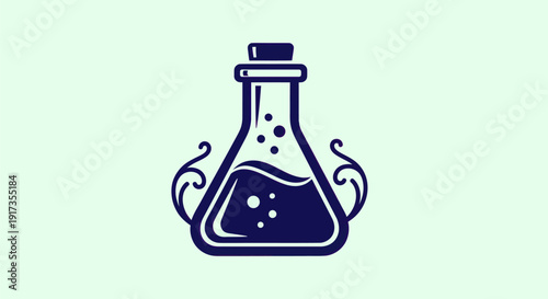 Laboratory flask illustration on light background