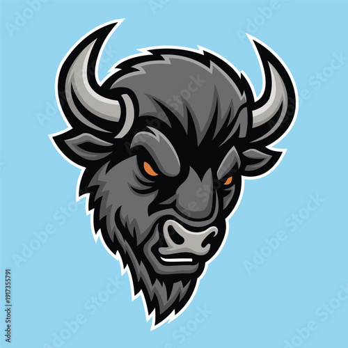 bison mascot logo illustration vector design template modern style