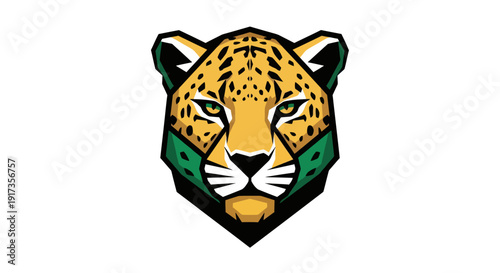 Leopard head illustration on white background