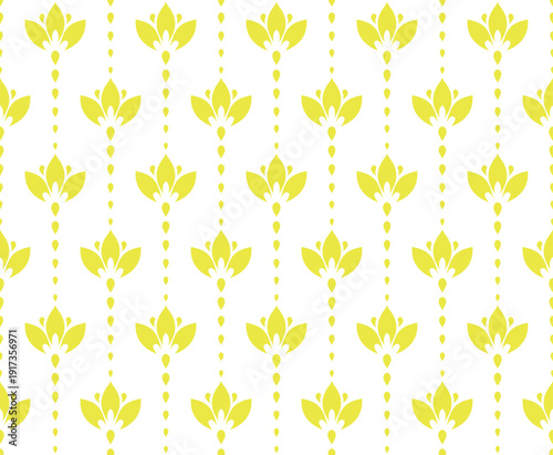 Flower geometric pattern. Seamless vector background. White and yellow ornament