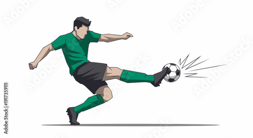 Soccer Player Kicking Ball
