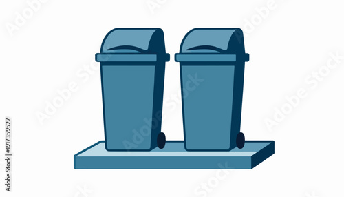 Two blue waste bins on a platform