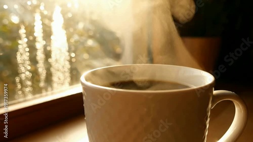 Multiple Cups of Hot Coffee Being Poured in a Row, Warm Beverage, Golden Hour