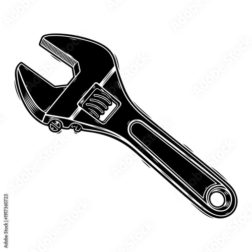 Adjustable wrench tool illustration.