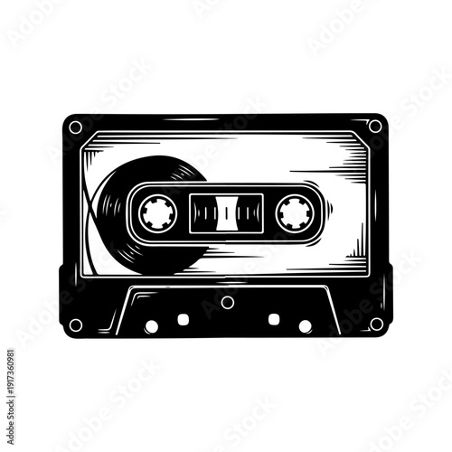 Vintage Cassette Tape Illustration.