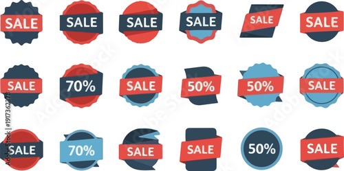 Sale Badge Label Promo Tag Ribbon Set