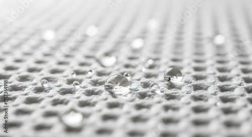 Extreme Macro Close-up of Paper Towel Texture with Fresh Water Drops. Absorbency and Softness Concept