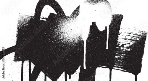 Abstract Black and White Spray Paint Art.