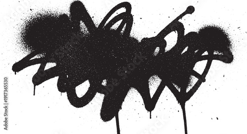 Abstract Black Graffiti Tag Spray Paint Art.