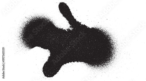 Abstract black ink blot on white background.