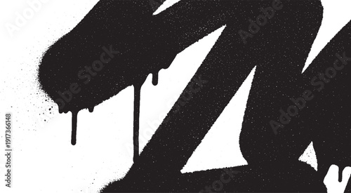 Black graffiti tag with dripping paint on a white background.