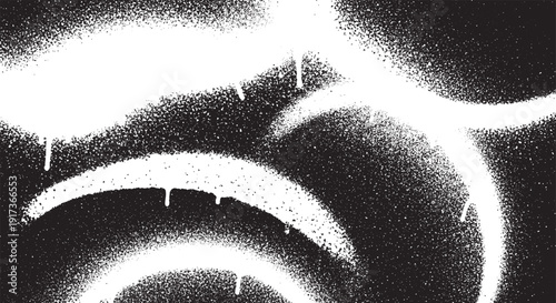 Slika na platnu White spray paint drips and arcs on a dark background creating a grunge texture