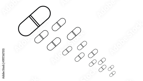 Pill Cascade Icon Representing Pharmaceutical Dosage Pharmacy Supply and Medication Distribution Vector Illustration