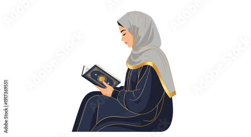 Woman wearing hijab reading.