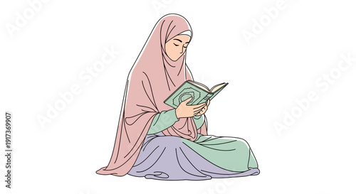Woman Reading Holy Book.