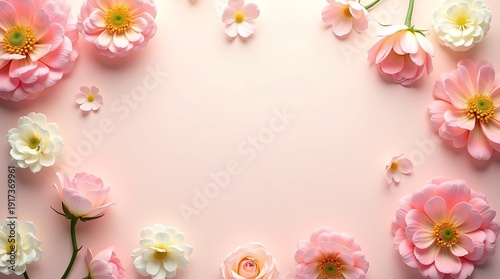 A beautiful arrangement of pink and white flowers in a circular pattern