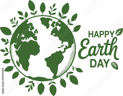 Happy Earth Day: Celebrating Earth's beauty with a vibrant illustration. A message of environmental awareness and the importance of conservation.