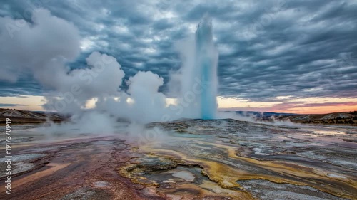 Wallpaper Mural Geyser eruption at dusk. Torontodigital.ca