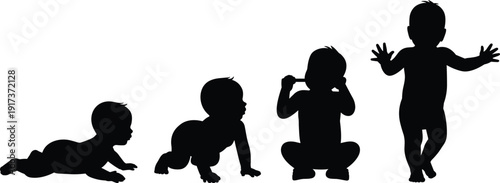 Baby Development Stages Silhouette Collection on White Background silhouettes baby's