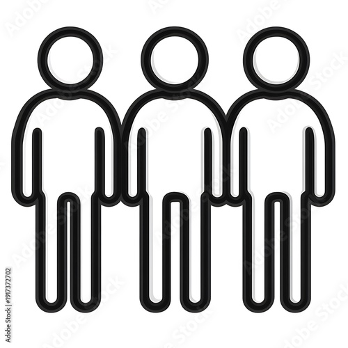 Three Stylized Human Figures Standing Together Side By Side group people photo