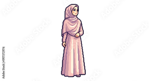 Woman Wearing Pink Hijab.