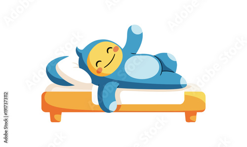 Cartoon character relaxing on a bed vector illustration